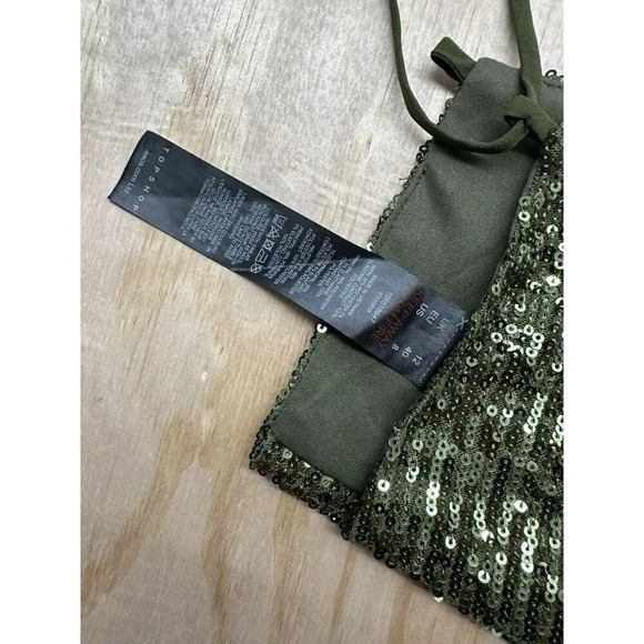Topshop sequin crop cami in green Size 8 Sexy Bold Daring - Picture 7 of 8